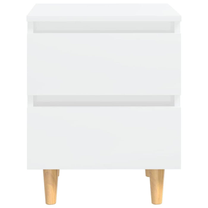 Bed Cabinets & Pinewood Legs 2 Pcs High Gloss White