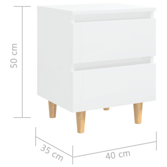 Bed Cabinets & Pinewood Legs 2 Pcs High Gloss White