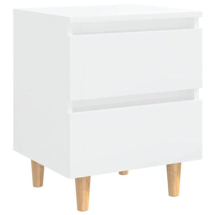 Bed Cabinets & Pinewood Legs 2 Pcs High Gloss White