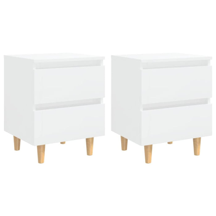 Bed Cabinets & Pinewood Legs 2 Pcs High Gloss White