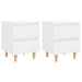 Bed Cabinets & Pinewood Legs 2 Pcs High Gloss White