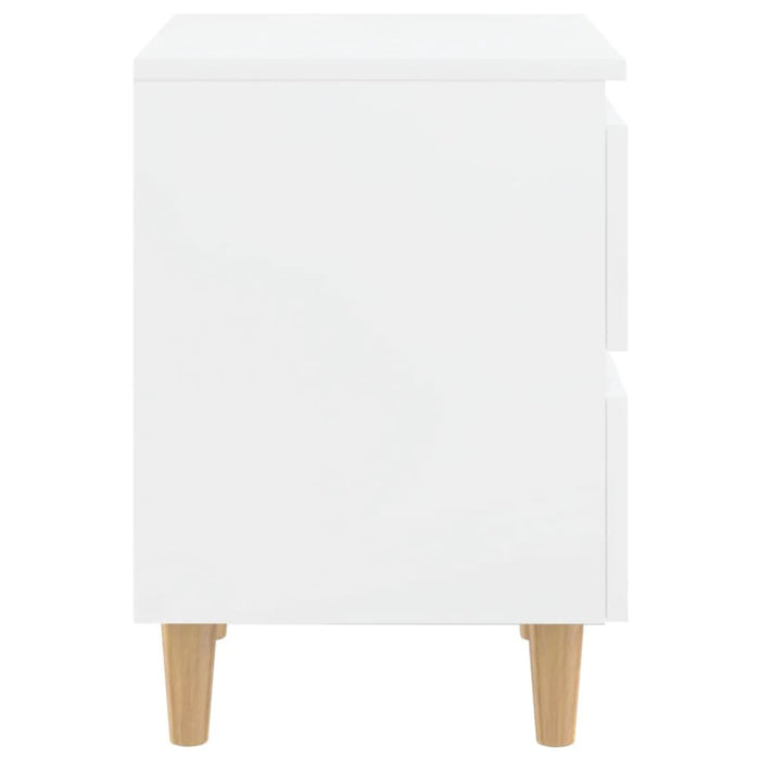 Bed Cabinets & Pinewood Legs 2 Pcs High Gloss White
