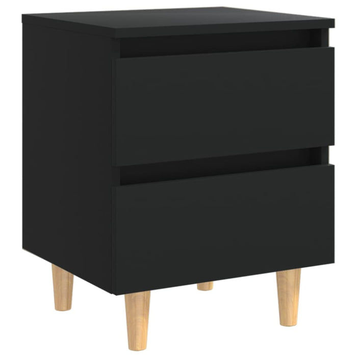 Bed Cabinets with Solid Pinewood Legs 2 Pcs Black 40x35x50