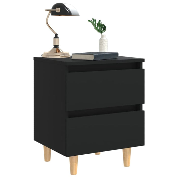 Bed Cabinets with Solid Pinewood Legs 2 Pcs Black 40x35x50
