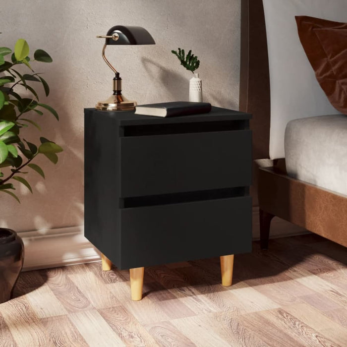 Bed Cabinets with Solid Pinewood Legs 2 Pcs Black 40x35x50