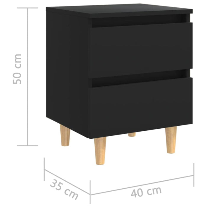 Bed Cabinets with Solid Pinewood Legs 2 Pcs Black 40x35x50