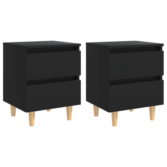 Bed Cabinets with Solid Pinewood Legs 2 Pcs Black 40x35x50