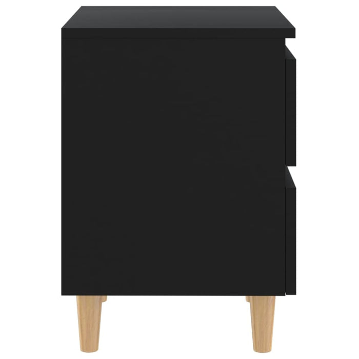 Bed Cabinets with Solid Pinewood Legs 2 Pcs Black 40x35x50