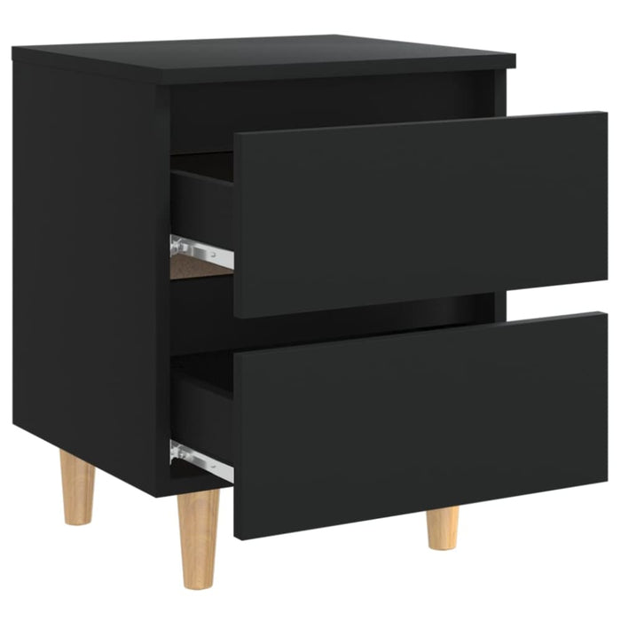 Bed Cabinets with Solid Pinewood Legs 2 Pcs Black 40x35x50