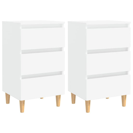 Bed Cabinets with Solid Wood Legs 2 Pcs White 40x35x69 Cm