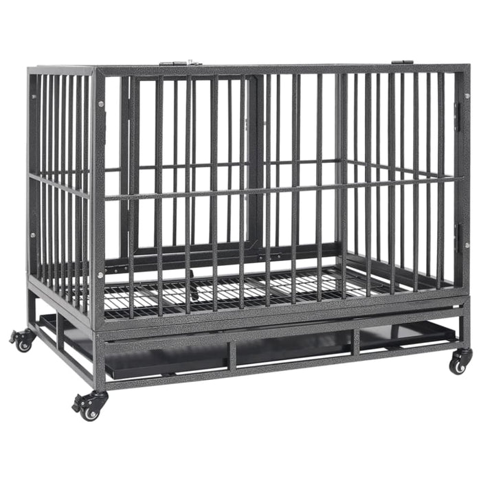 Dog Cage With Wheels Steel Oioakx