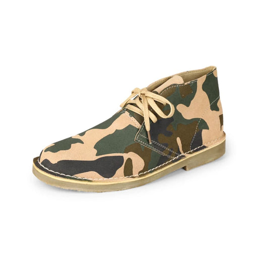 Camouflage Cow Suede Leather Men Desert Boots With Pigskin