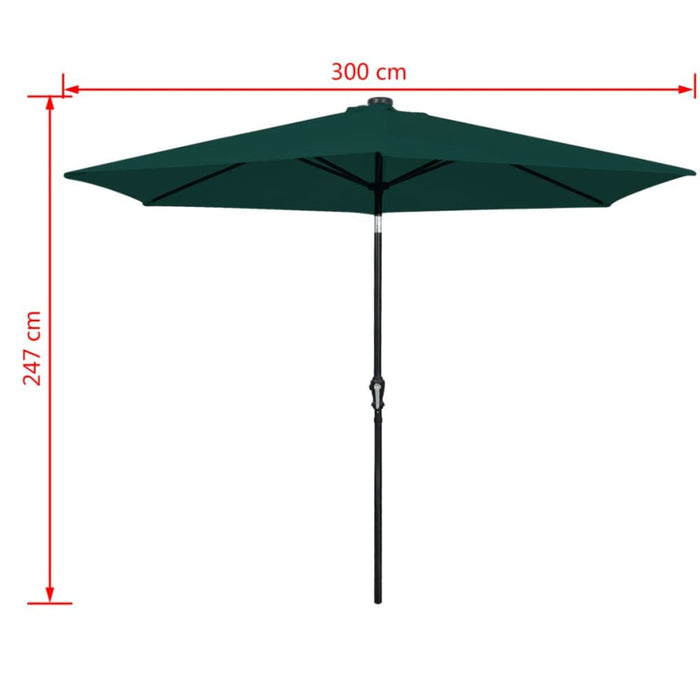 Led Cantilever Umbrella 3 m Green Axxbt