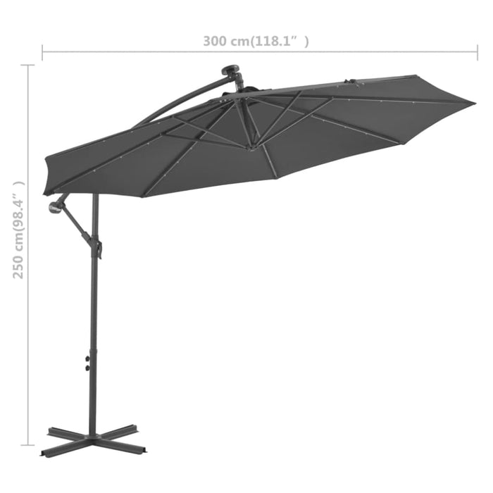 Cantilever Umbrella Led Lights And Steel Pole 300cm