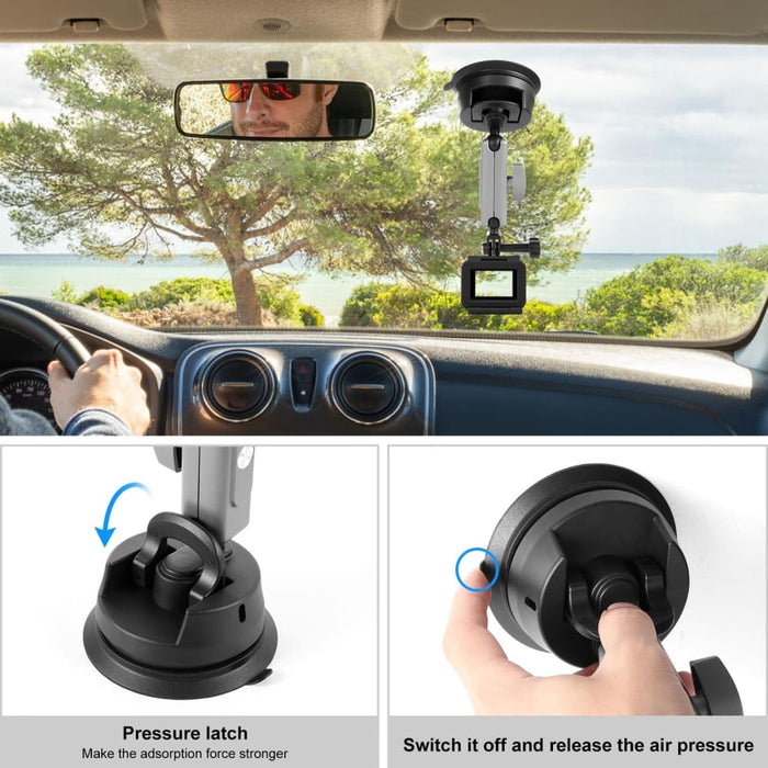 Car Suction Cup Arm Mount With Adapter And Long Screw