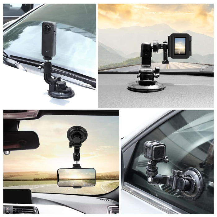 Car Suction Cup Mount With Phone Clamp Screw And Tripod