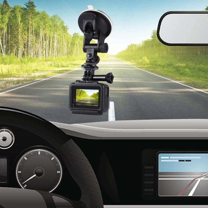 Car Suction Cup Mount With Screw Tripod Adapter And Storage