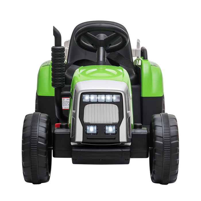 MX-611 Kids Electric Ride On Tractor Trailer Car Green Grey