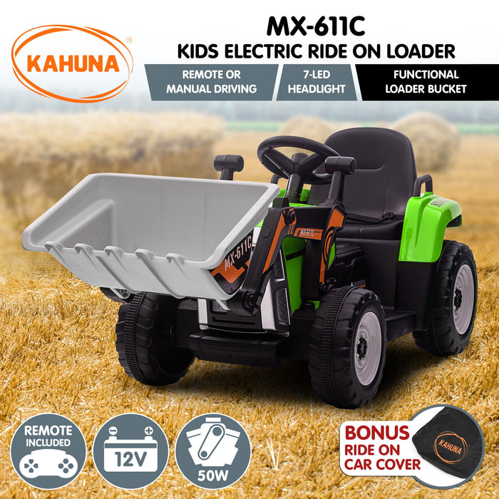 MX-611C Kids Electric Ride On Car Tractor Digger Loader Grey