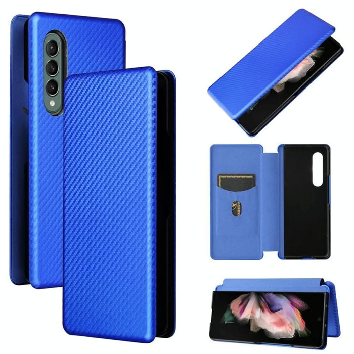 Carbon Fiber Flip Leather Phone Case For Samsung Galaxy z