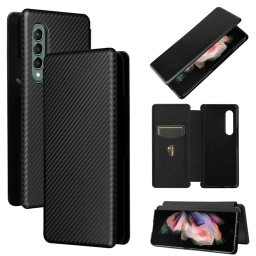 Carbon Fiber Flip Leather Phone Case For Samsung Galaxy z