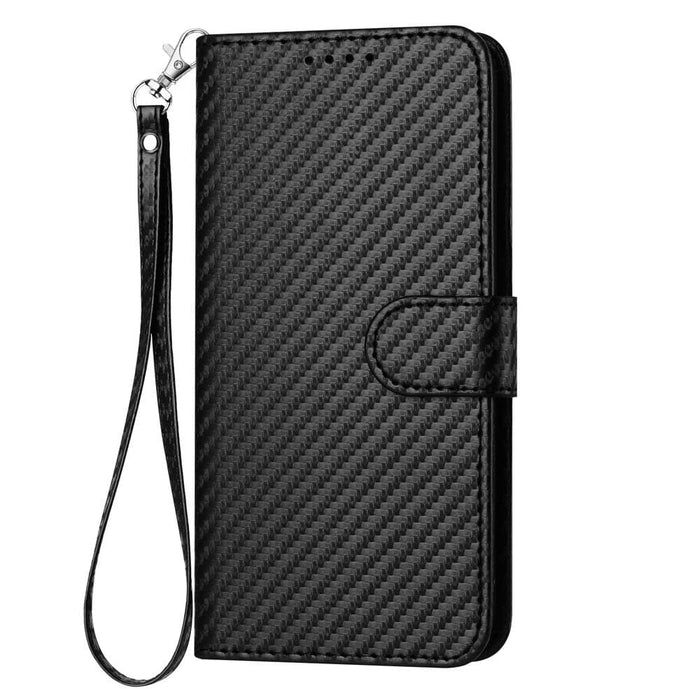 Carbon Fiber Leather Phone Case With Lanyard For Samsung