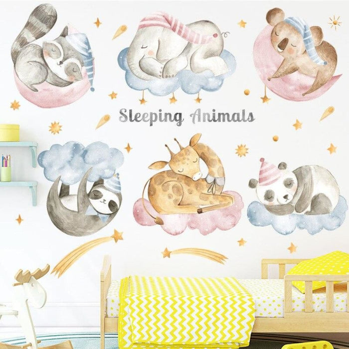 Cartoon Animal Baby Sleeping Wall Stickers For Decoartion