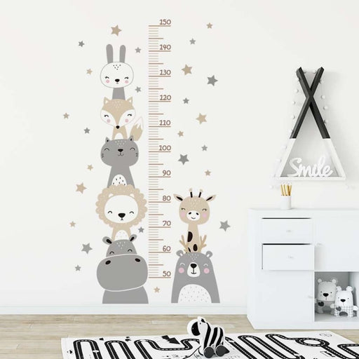 Cartoon Animala Height Ruller Wall Stickers For Kids Room