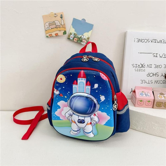 Cartoon Astronaut School Bag For Kids Blue