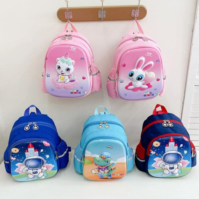 Cartoon Astronaut School Bag For Kids Blue