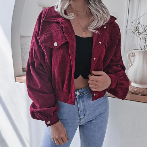 Casual Corduroy Coat with Turn