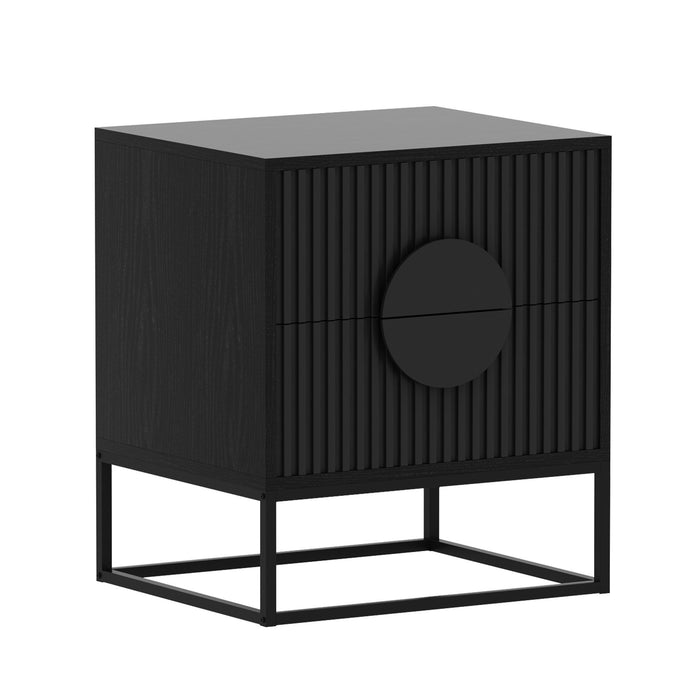 Silvia Bedside Table With 2 Drawers And Black Handles