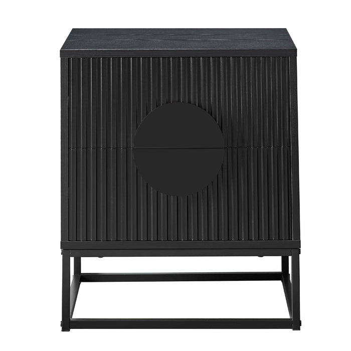 Silvia Bedside Table With 2 Drawers And Black Handles