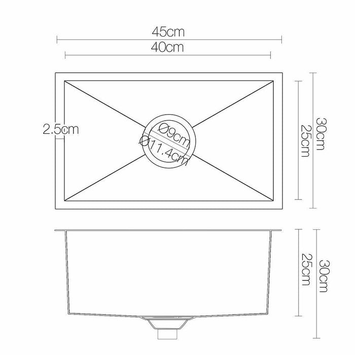 Cefito 30cm x 45cm Stainless Steel Kitchen Sink Under Top