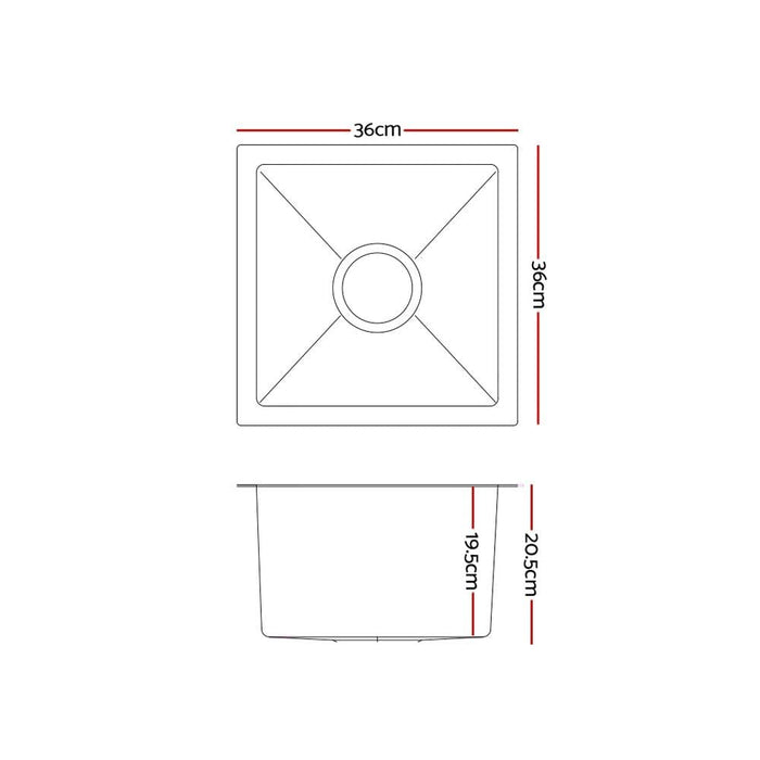 Cefito 36cm x Stainless Steel Kitchen Sink Under Top Flush