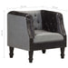 Tub Chair Black Real Leather And Solid Mango Wood Gl91866