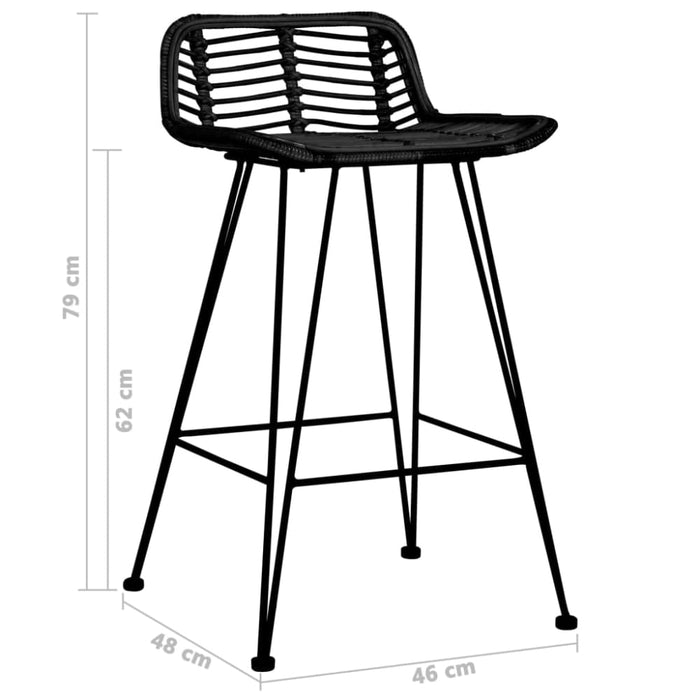 Bar Chairs 2 Pcs Black Rattan Gl7095