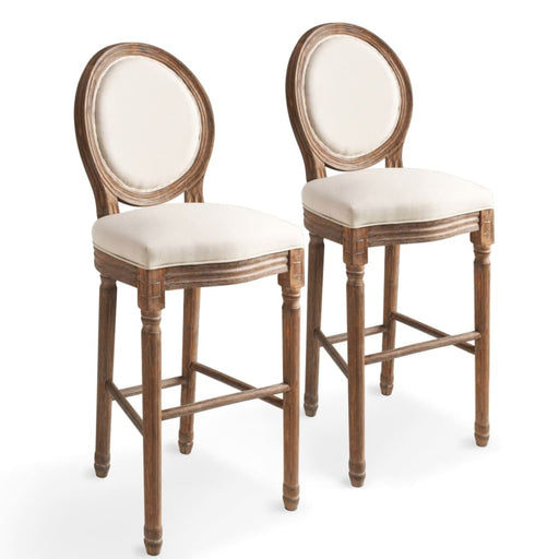 Bar Chairs 2 Pcs White Linen Gl739551