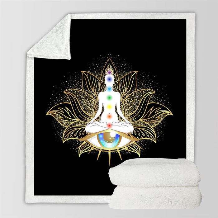 Chakra Fluffy Blanket Zen Theme Bed Blankets Colourful