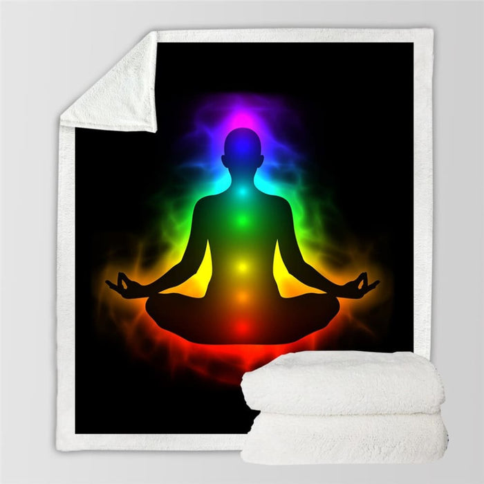 Chakra Fluffy Blanket Zen Theme Bed Blankets Colourful