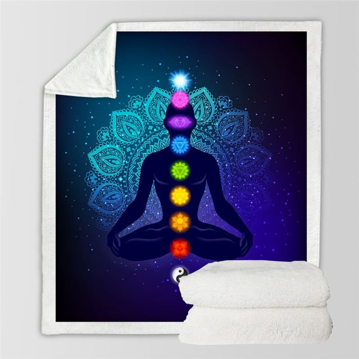 Chakra Fluffy Blanket Zen Theme Bed Blankets Colourful