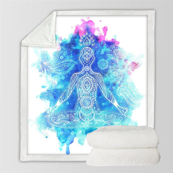 Chakra Fluffy Blanket Zen Theme Bed Blankets Colourful