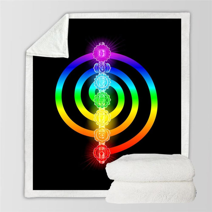 Chakra Fluffy Blanket Zen Theme Bed Blankets Colourful