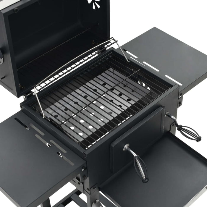 Charcoal-fueled Bbq Grill With Bottom Shelf Black Aaxnb