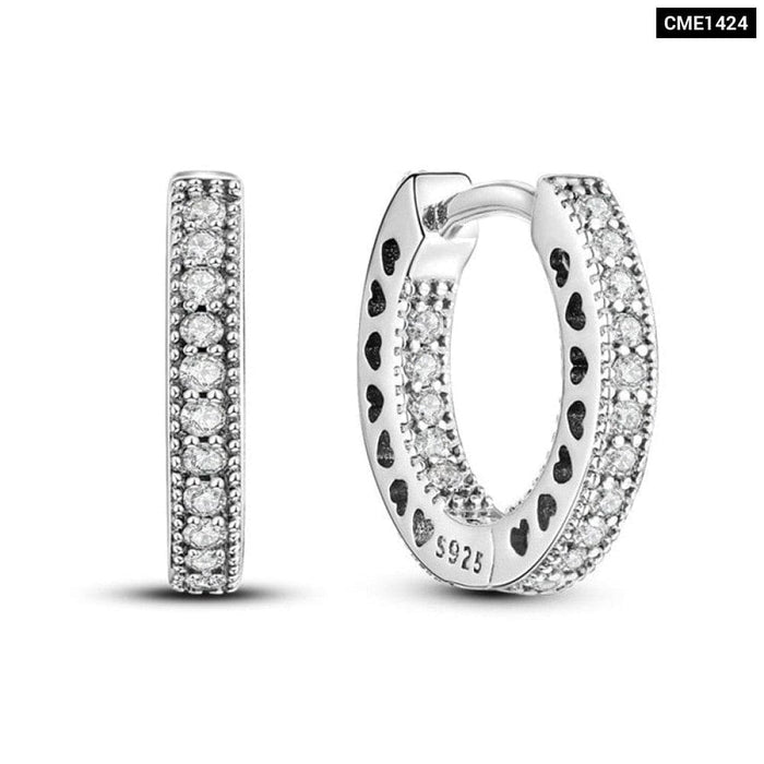 Charm Double Hoop Earrings For Women 925 Silver Sparkling