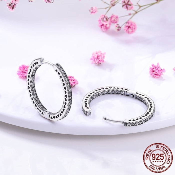 Charm Double Hoop Earrings For Women 925 Silver Sparkling