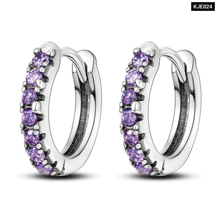 Charm Double Hoop Earrings For Women 925 Silver Sparkling