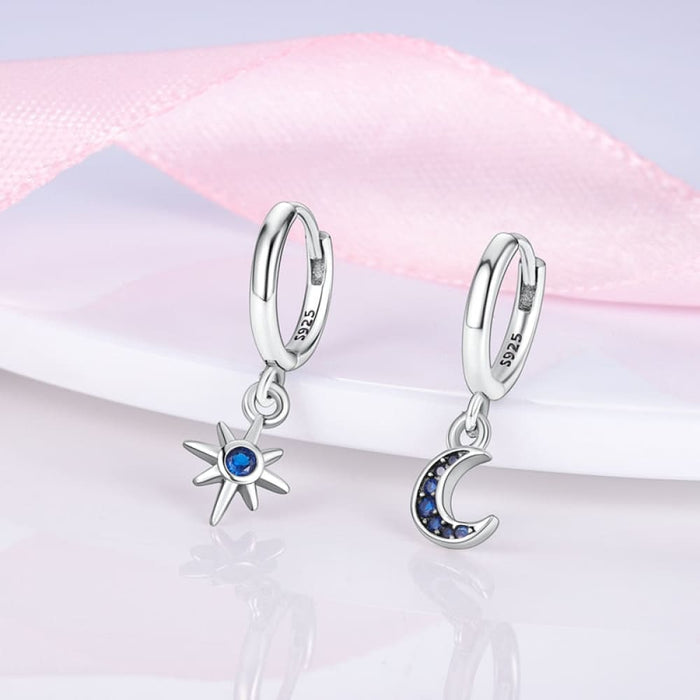 Charm Double Hoop Earrings For Women 925 Silver Sparkling