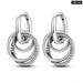 Charm Double Hoop Earrings For Women 925 Silver Sparkling