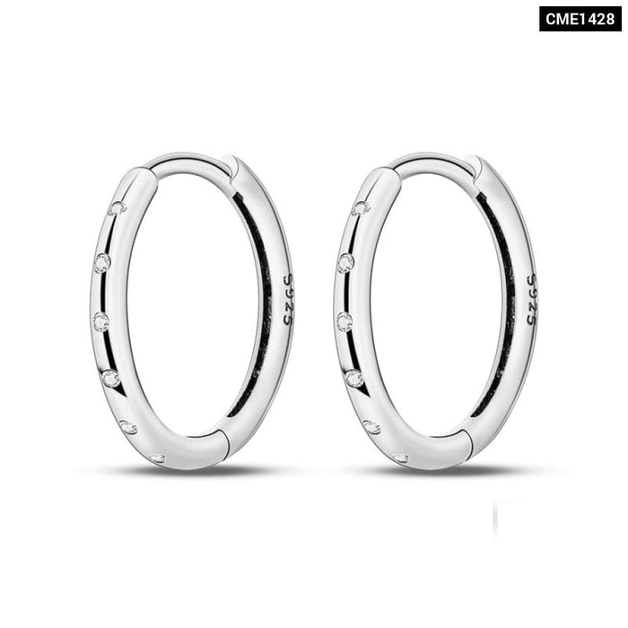 Charm Double Hoop Earrings For Women 925 Silver Sparkling